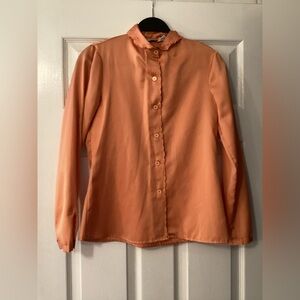 Vintage 70s Sweet Baby Jane orange silk button up blouse